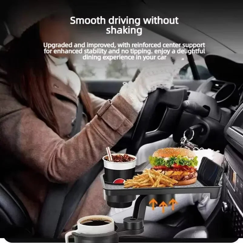 Multifunctional Car Cup Holder Extension Tray Adjustable Auto Interior Organizer Dining Table Storage For Vehicle Drinks