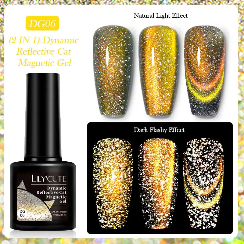 LILYCUTE 7ml 9D Cat Magnetic Gel Nail Polish Iridescent Magnet Semi