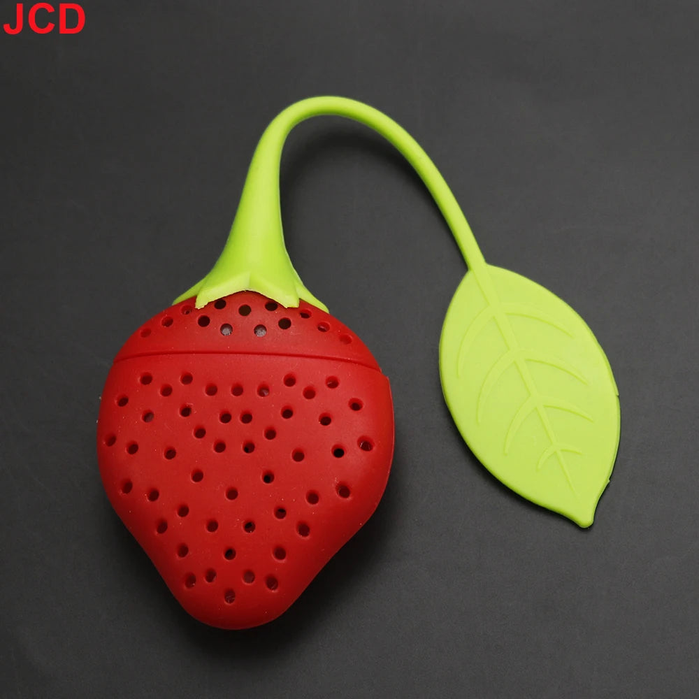 Silicone Strawberry+Lemon Loose Cute Owl Tea Leaf Strainer Herbal Spice Infuser Filter Diffuser Tea bag tea maker tea infuser ﻿