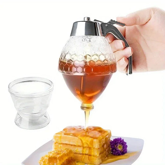 1pc Juice Syrup Cup Squeeze Bottle Storage Pot Stand Holder Bee Drip Dispenser Kettle Honey Jar Container Kitchen Accessories