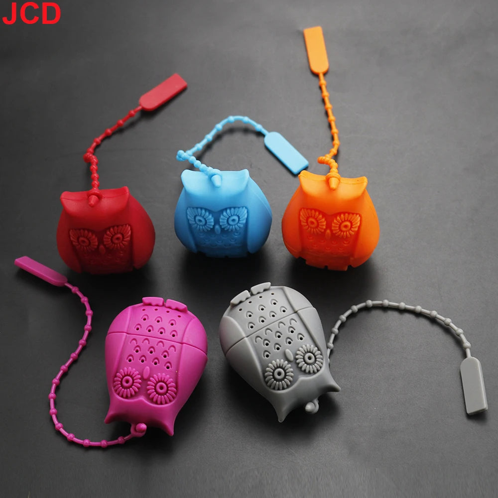 Silicone Strawberry+Lemon Loose Cute Owl Tea Leaf Strainer Herbal Spice Infuser Filter Diffuser Tea bag tea maker tea infuser ﻿