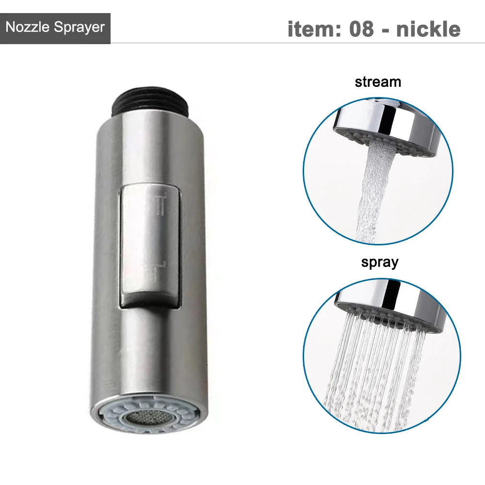 Kitchen Faucet Head Replacement Parts ABS Gold Black Nickle Chrome Tap Pull-out Shower Sprayer Nozzle Faucet Spouts Accessory