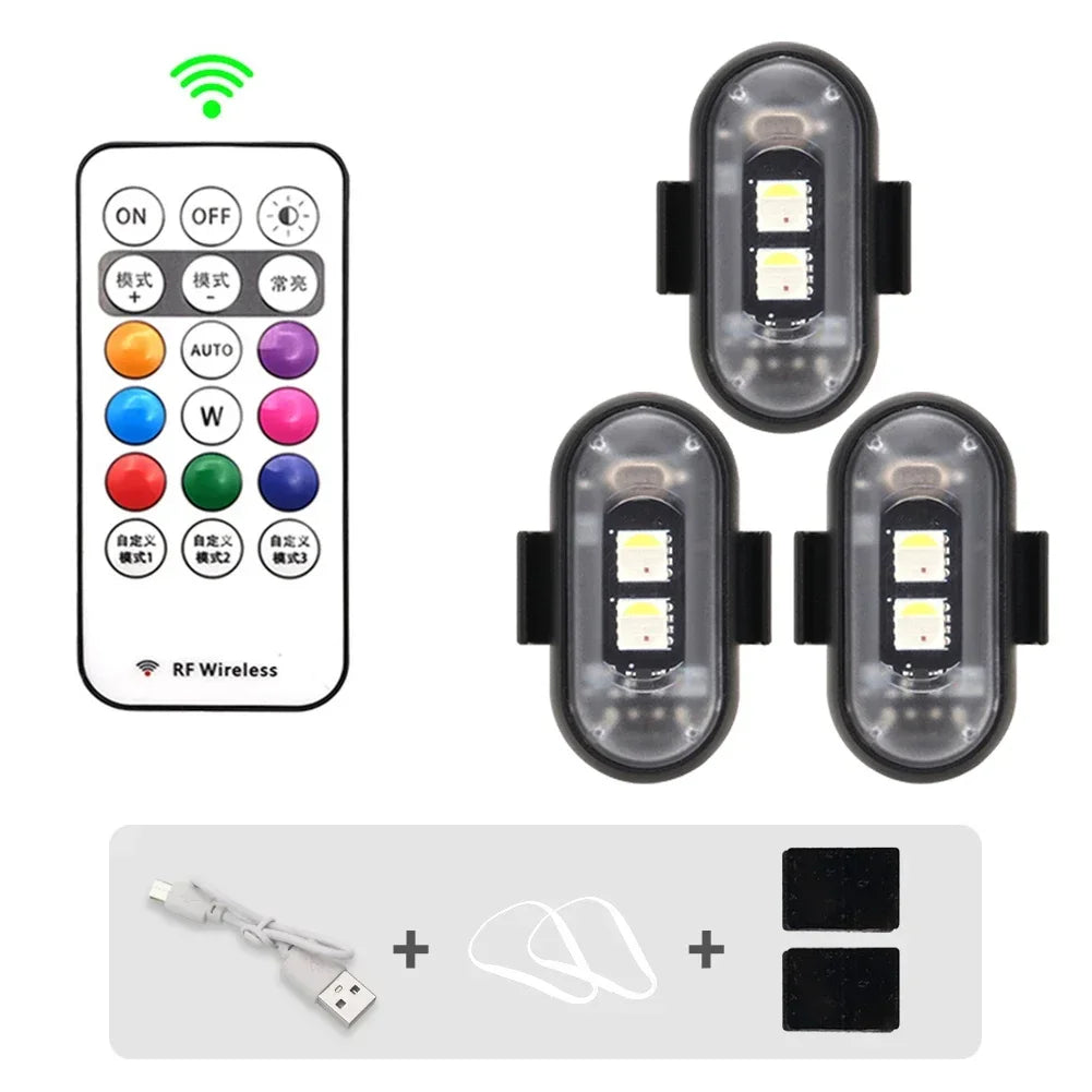 Wireless Remote Control LED Strobe Light for Car Auto Motorcycle Bike Drone Scooter Anti-collision Warning Lamp Flash Indicator