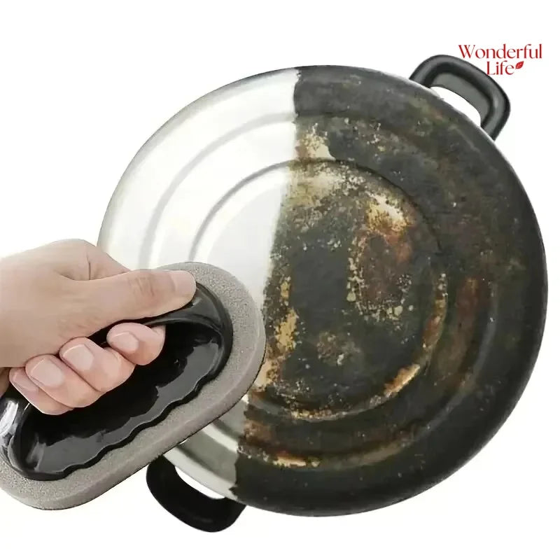 Magic Emery Sponge Brush Wipe Eraser Cleaner Kitchen Bath Rust Strong Decontamination Cleaning Tools With Handle Household Tools