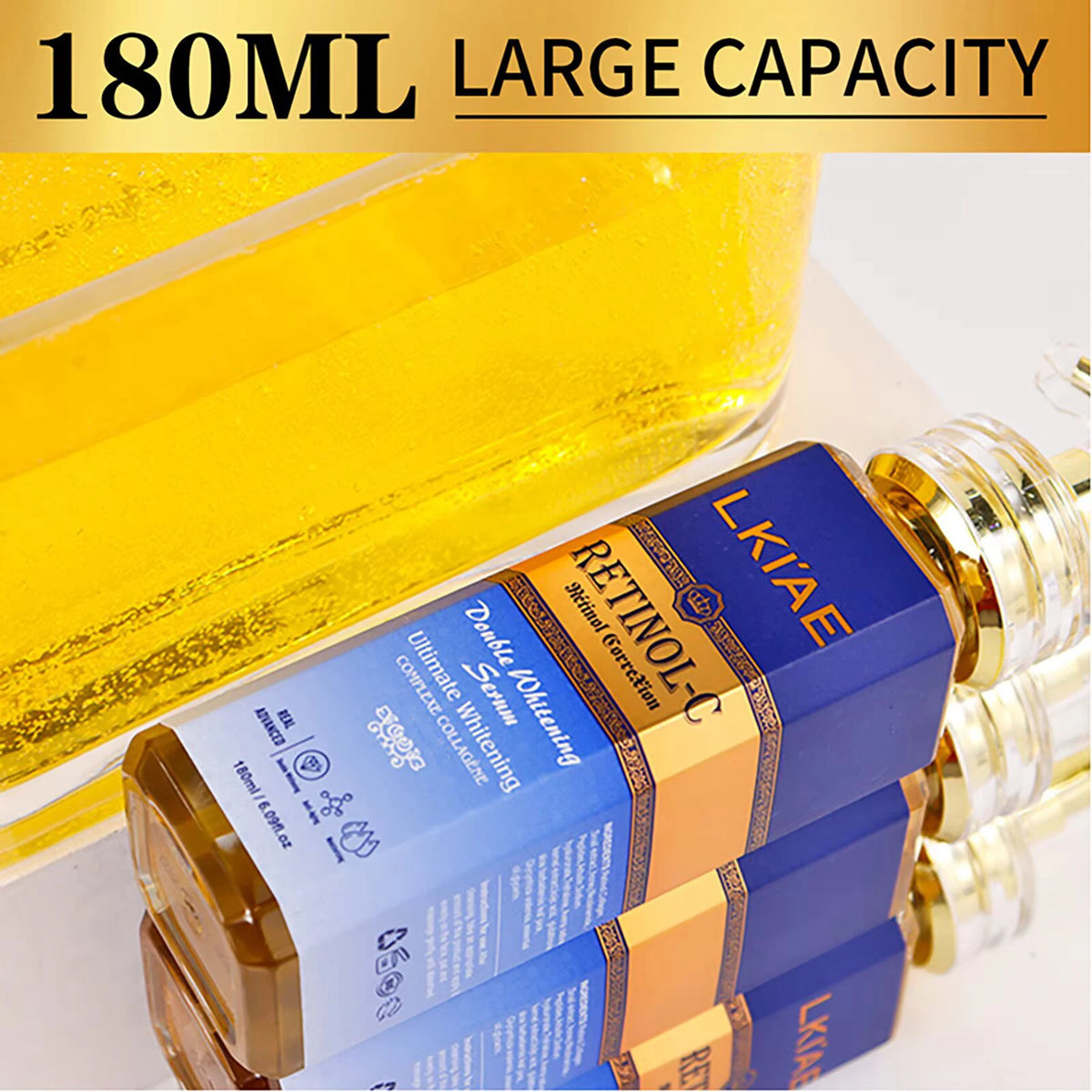 LKIAE Retinol Whitening Serum, Anti Dark Spots, with Collagen, Snail Extract, Improve Dull Uneven Skin Tone Essence, 180ml