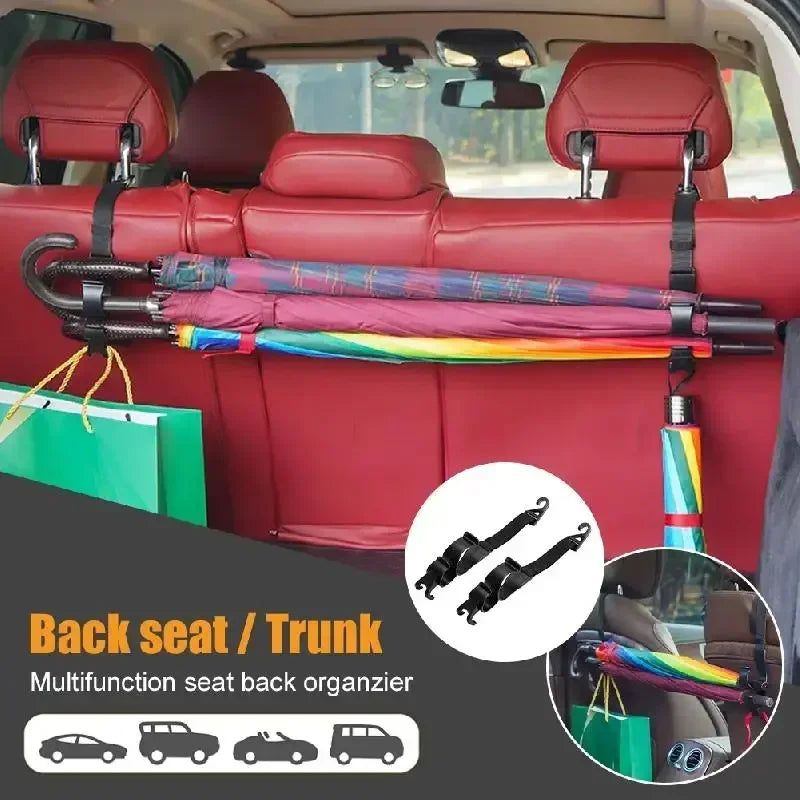 2pcs Car Back Seat Hook Multi-function Rear Seat Headrest Hanging Hook Umbrella Holder Seat Back Storage Hook Auto Interior Tool