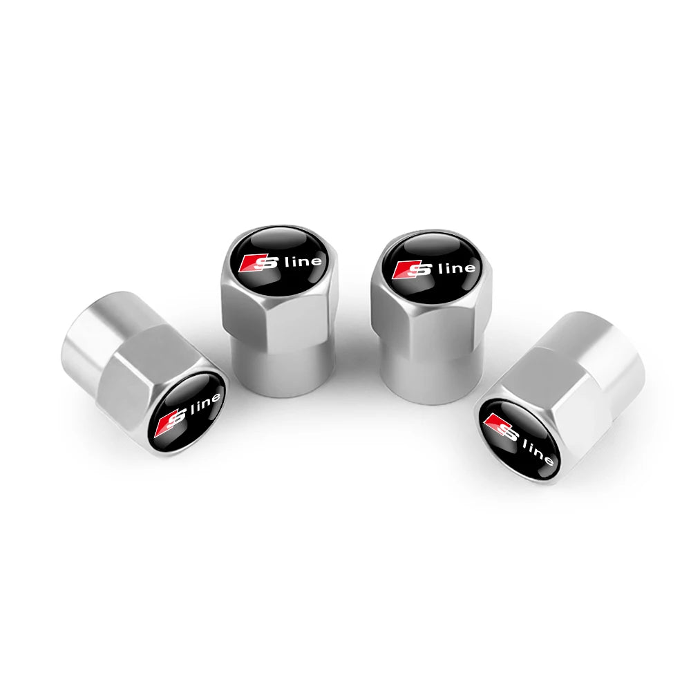 4pcs 3D Metal Car Wheel Tire Valve Air Stem Cap Covers for Audi A3 B5 B6 B7 B8 B9 8P 8V 8L A5 A4 C6 A6 RS Sline Q5 Q3 Q7 Quattro
