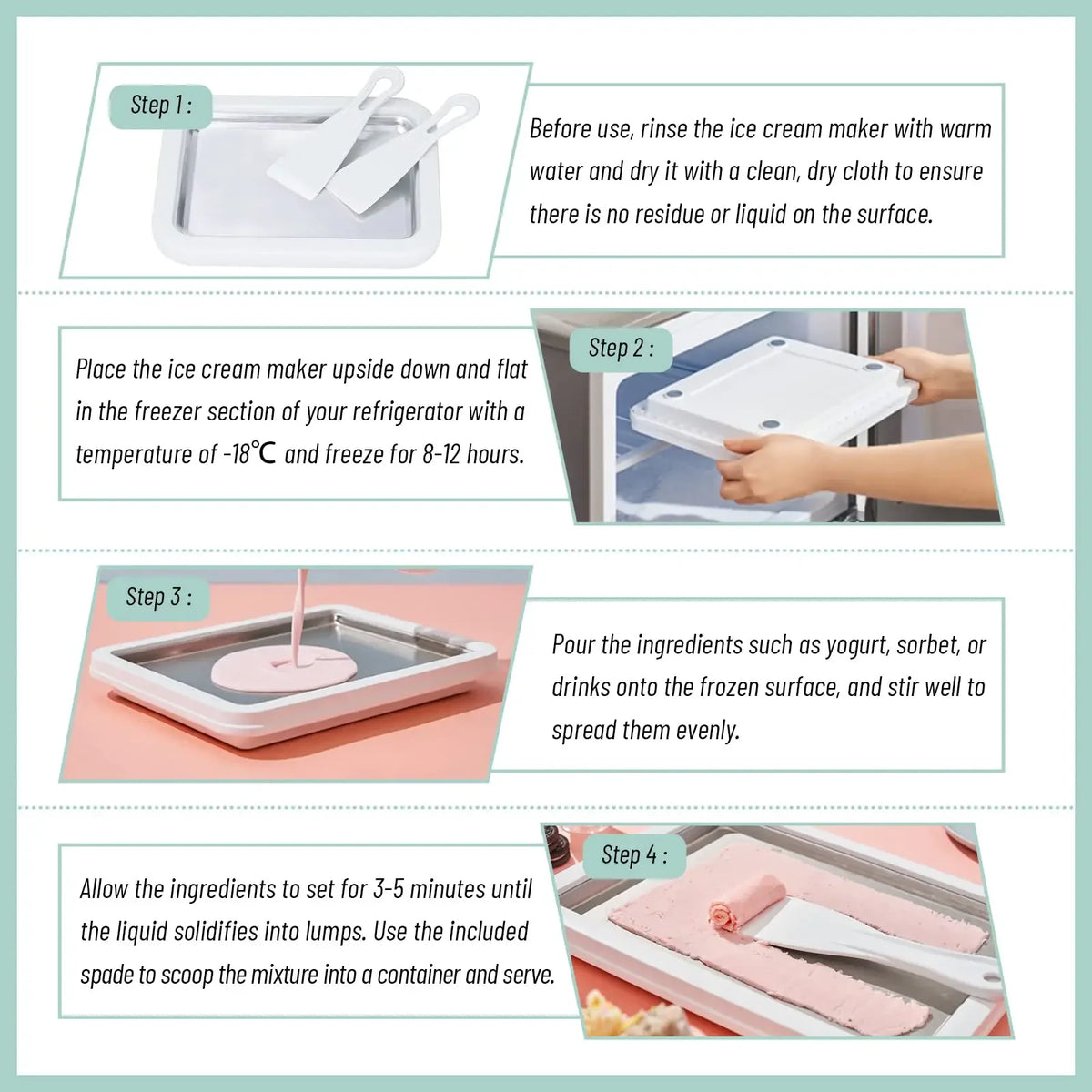 Multifunctional Rolled Ice Cream Maker Cold Sweet Fried Ice Pan DIY Household Frozen Yogurt Maker for Homemade Stir Fry Ice Tray