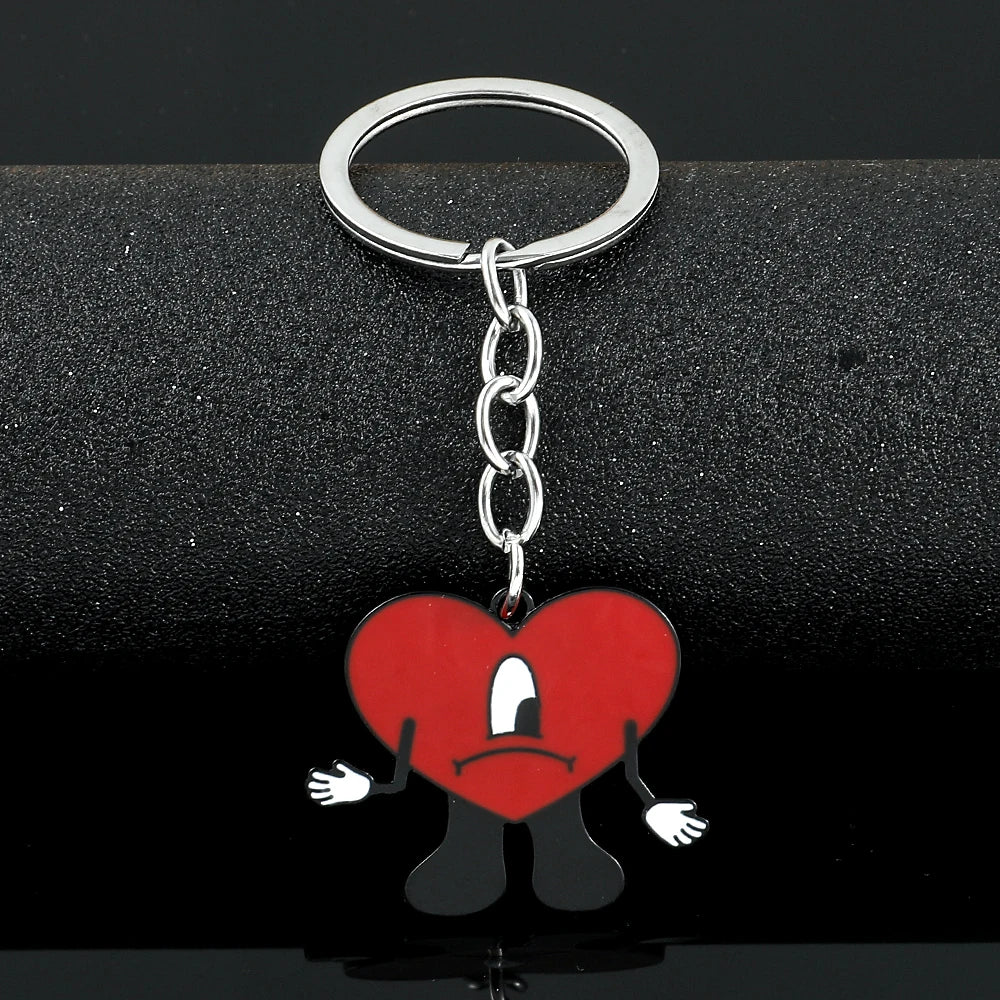 Trendy Bad Bunny cosplay heart pendant necklace, cute accessory, fan gift