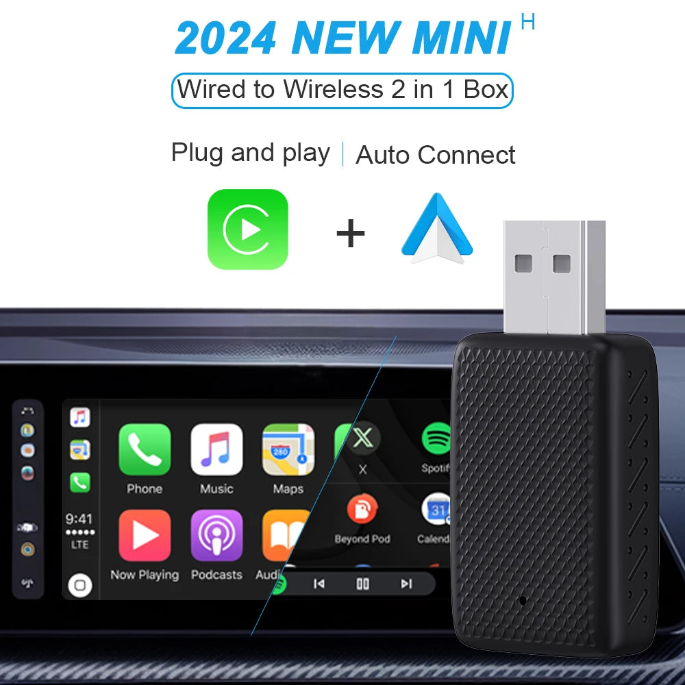 2025 New Upgrade CarPlay Box Stable Wireless Smart Connection Instant Pairing Drive Smarter Plug&Play Wired to Wireless Mini Box