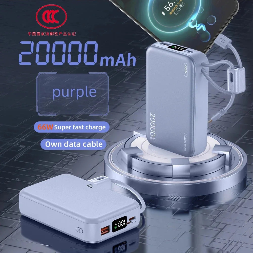 CCC China standard 66W Power Banks Fast Charger Powerbank 20000mAh for iPhone 16/15/14/13 Xiaomi Huawei Samsung External Battery