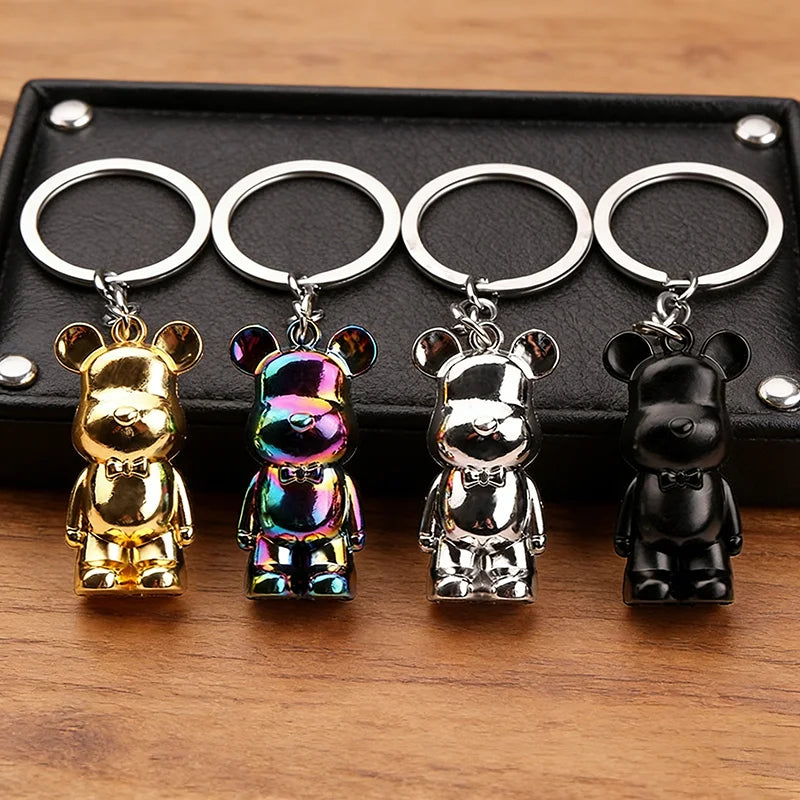 Cute Bear Pendant Keychain Unisex Protable Schoolbag Car Key Hanging Accessories Holiday Party Couple Best Friend Gift Keyholder