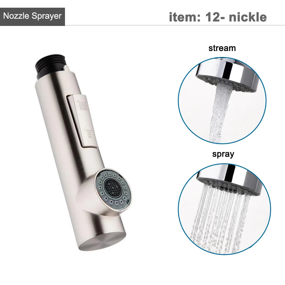 Kitchen Faucet Head Replacement Parts ABS Gold Black Nickle Chrome Tap Pull-out Shower Sprayer Nozzle Faucet Spouts Accessory