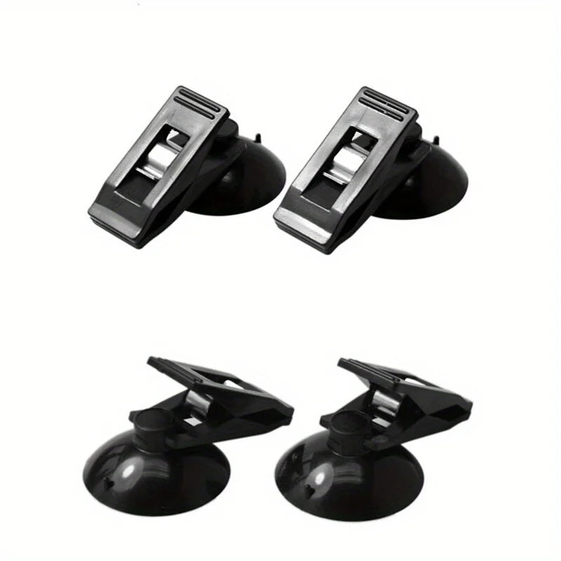 1 Pair Car Interior Window Clip Mount Black Suction Cap Clip Plastic Sucker Removable Holder for Sunshade Curtain Towel Ticket