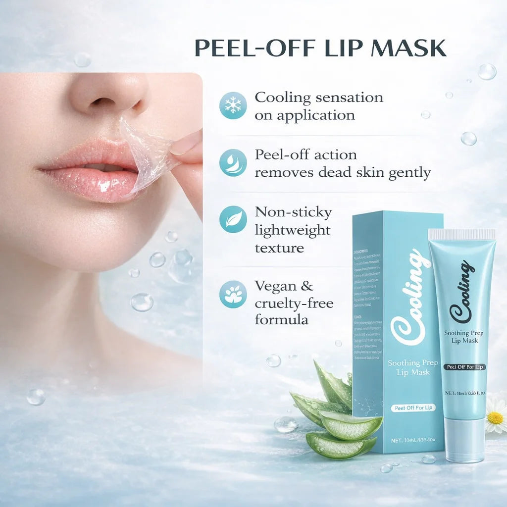 Soothing Prep Lip Mask- Cooling Peel-Off Lip Mask for Smoother Lip Prep ,Hydrating & Moisturizing Lips for Women, 10ml