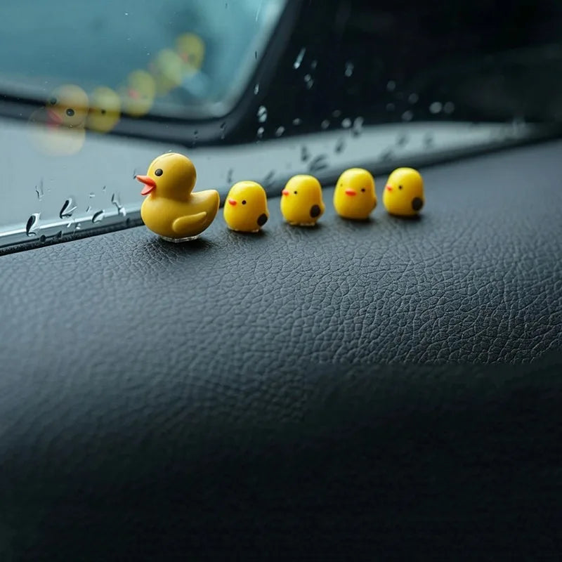 5Pcs Cute Mini Ducks Car Interior Decoration Auto Rearview Mirror Dashboard Ornaments For Woman Man Gift Car Accessories