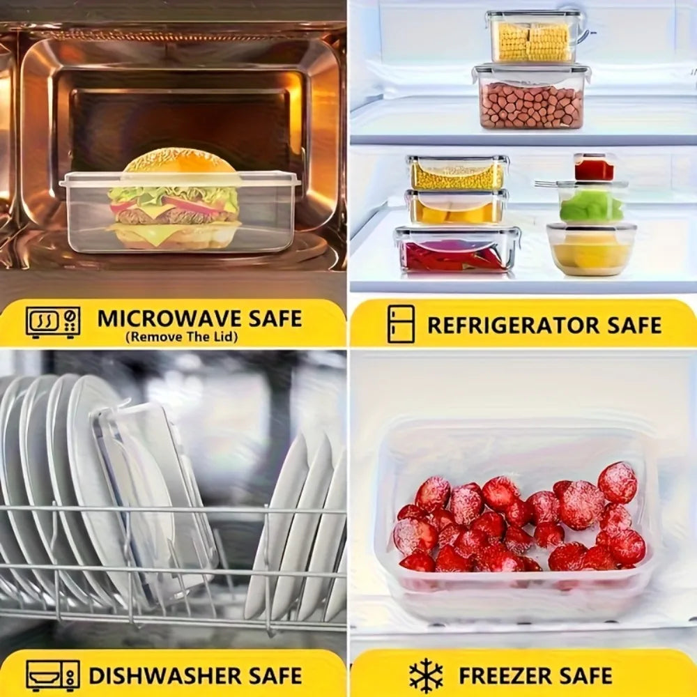 8-PC BPA-Free Airtight Food Containers with Locking Lids - Microwave/Freezer Safe PP Plastic Storage for Dry Goods/Fruit/Veggies