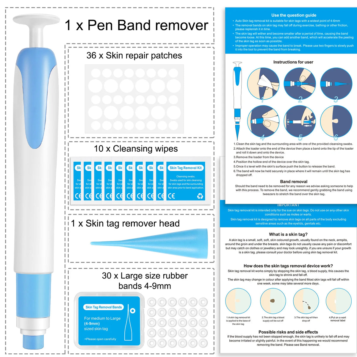 Auto Large Size Skin Tag Removal Tool Kit Painless Mole Wart Removal Pen Body Dot Treatments Remover Beauty Face Skin Care Tools