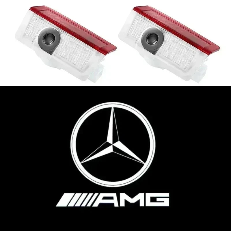2Pcs LED Light Car Door Projector Lamps Accessories for Mercedes Benz AMG A B C M ML GLA GLS E Class W176 W205 W166 W246 W212