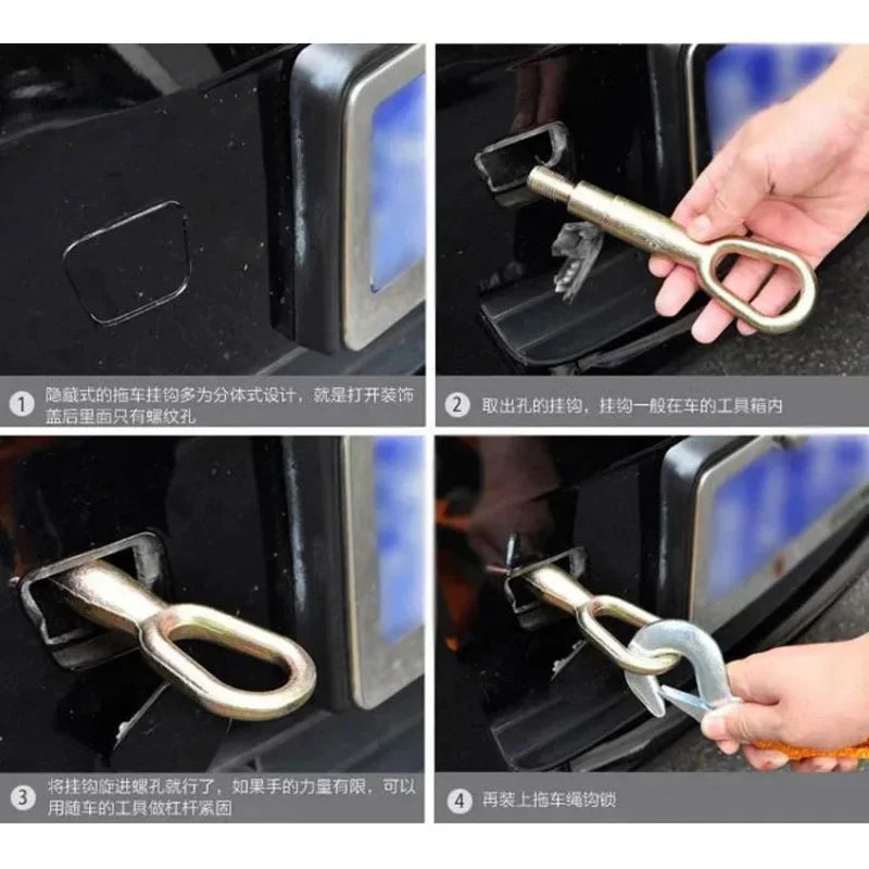 1 Pcs 4M Car Tow Cable Heavy Duty 3Ton/5Ton Trailer Rope Towing Pull Rope Strap Hooks Van Road Recovery Car Accessories