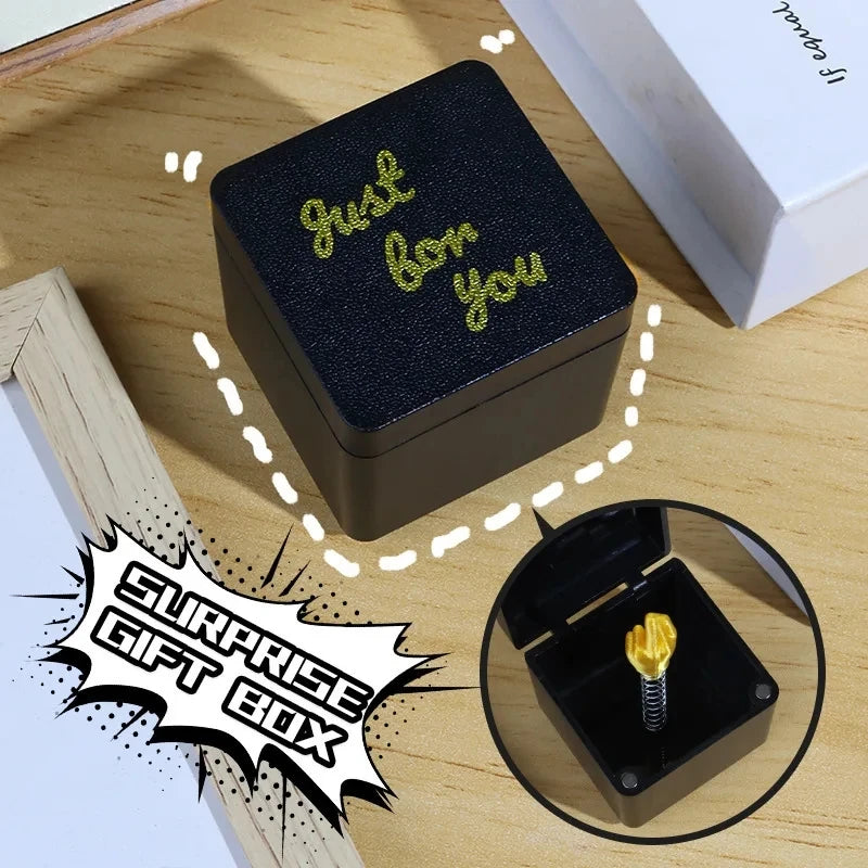Funny Christmas Office Desk Decoration - Creative Prank Gift 'Middle Finger in Box' Home Decor Item for Holiday Gifting