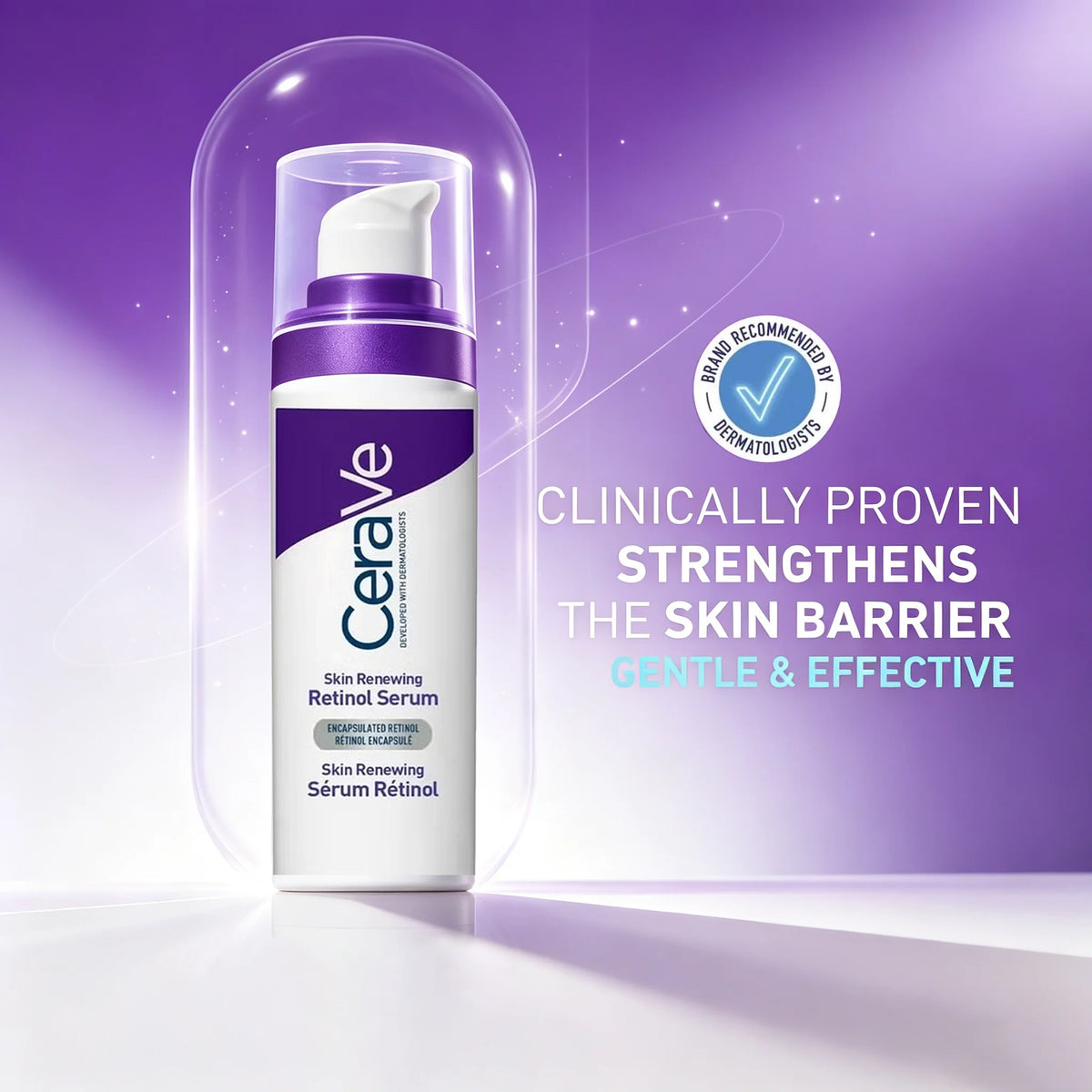 CeraVe Retinol Serum 1 Oz, Fragrance Free Daily Face Care Containing Encapsulated Retinol, Hyaluronic Acid、Niacinamide、Ceramides