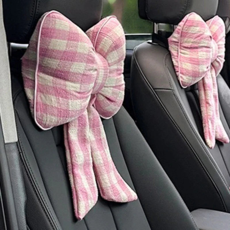 NEW Bowknot Pillows Car Seat Neck Rest Pillow,Car Headrest Neck Cushion Pillows,Pink Car Accessories for Women