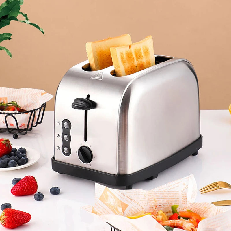 PBOBP Stainless Steel Automatic Electric Toaster Sandwich Maker Bread Baking Machine 2 Slices Slot Grill Oven Breakfast Machine