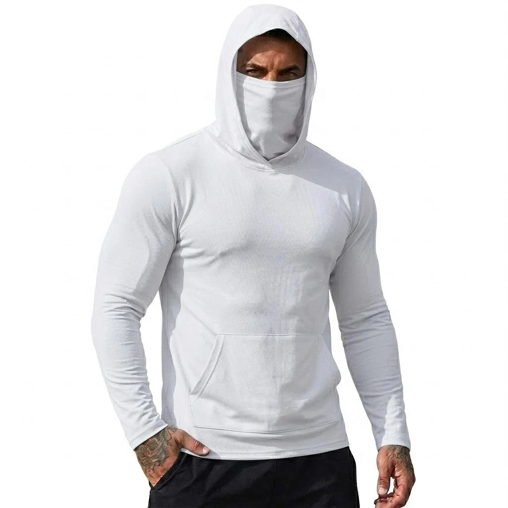 Mens Sun Protection Hooded Tee Quick Dry Long Sleeve Sweatshirt Lightweight Performance Top for Hiking Outdoor Sun Wear Tops