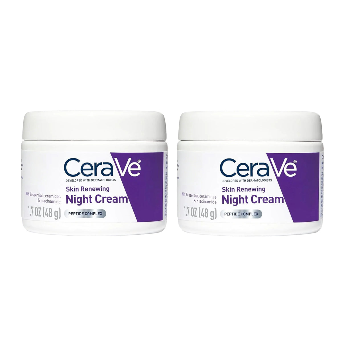 CeraVe Skin Renewing Night Cream, Peptide Complex, Hyaluronic Acid & Ceramide Moisturizer for Face, 1.7 Ounce
