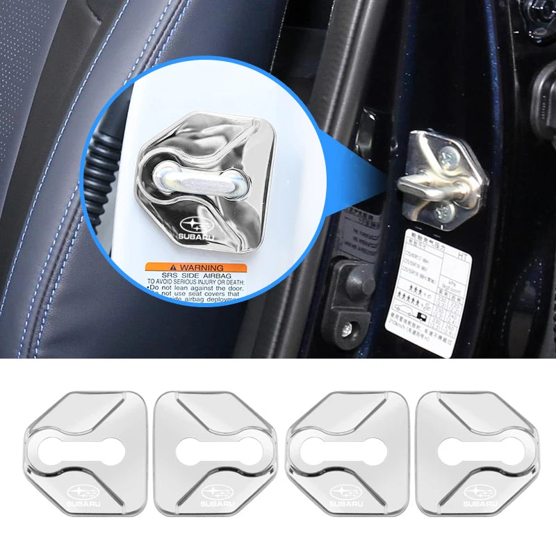4Pcs Stainless Steel Car Logo Door Lock Protection Cover For Subaru Crosstrek Forester Outback Impreza BRZ WRX Ascent REX Levorg