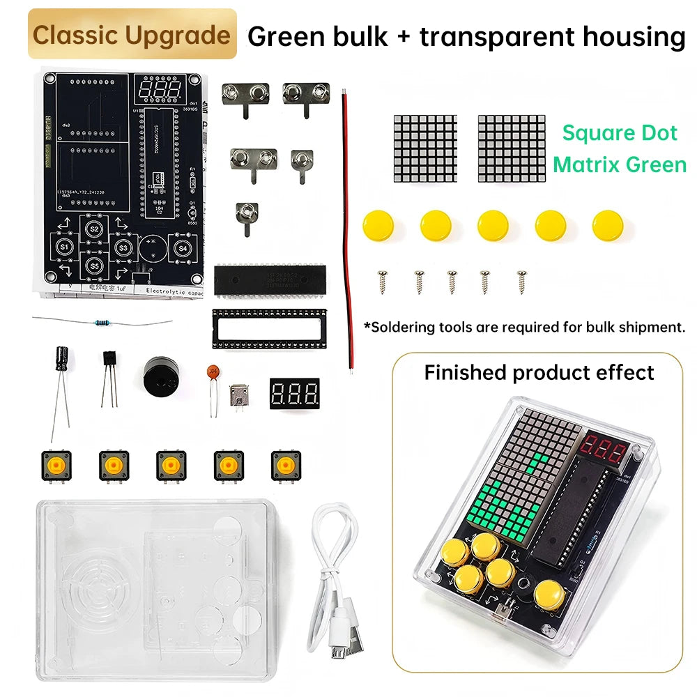 7 Pixel Game Console Kits Puzzle Pixel Game Console 51 Single-chip DIY Welding Practice Parts Electronic DIY Kit