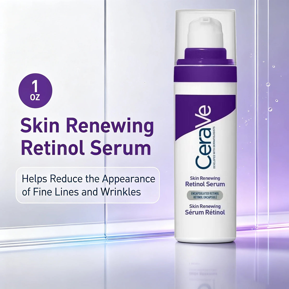 CeraVe Retinol Serum 1 Oz, Fragrance Free Daily Face Care Containing Encapsulated Retinol, Hyaluronic Acid、Niacinamide、Ceramides