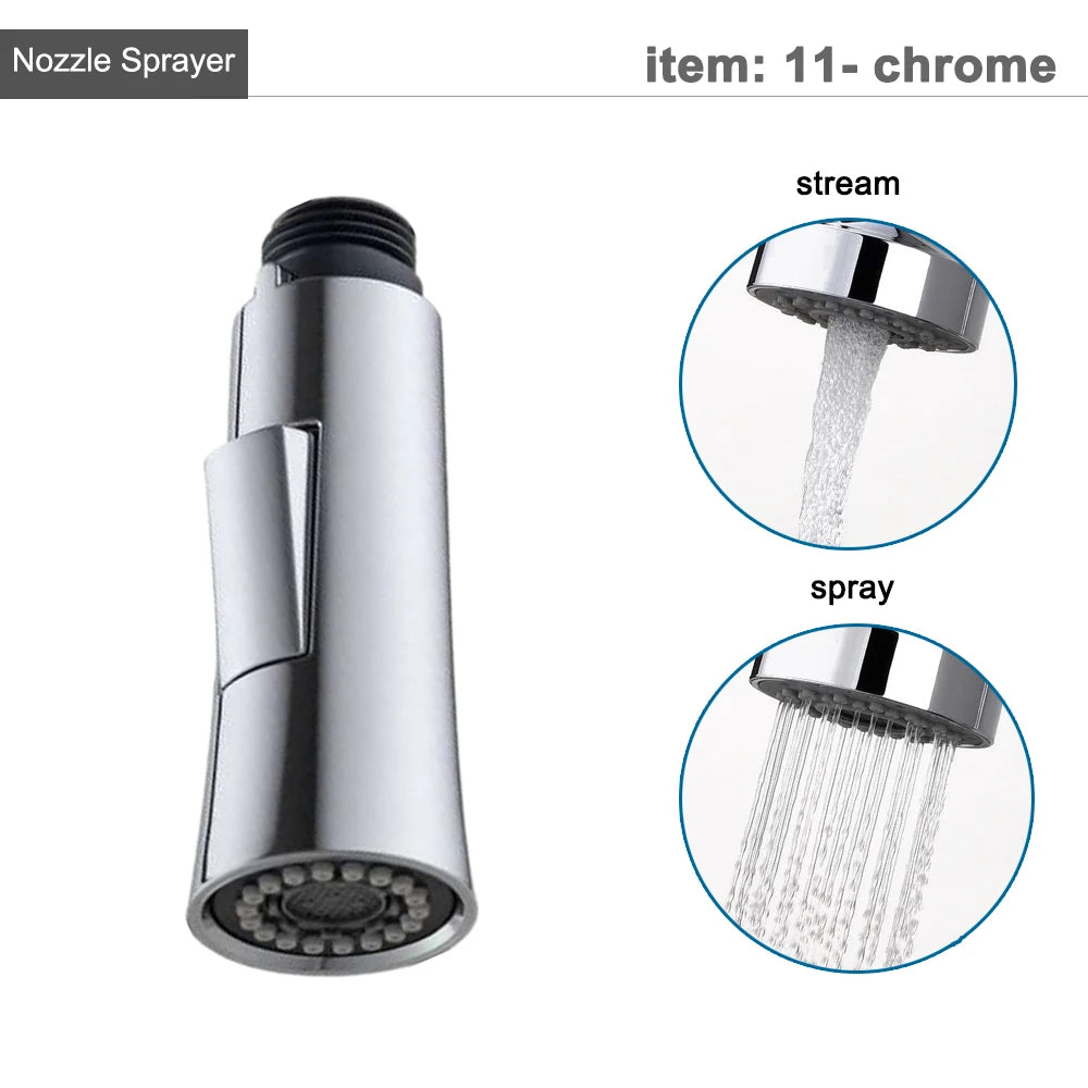 Kitchen Faucet Head Replacement Parts ABS Gold Black Nickle Chrome Tap Pull-out Shower Sprayer Nozzle Faucet Spouts Accessory