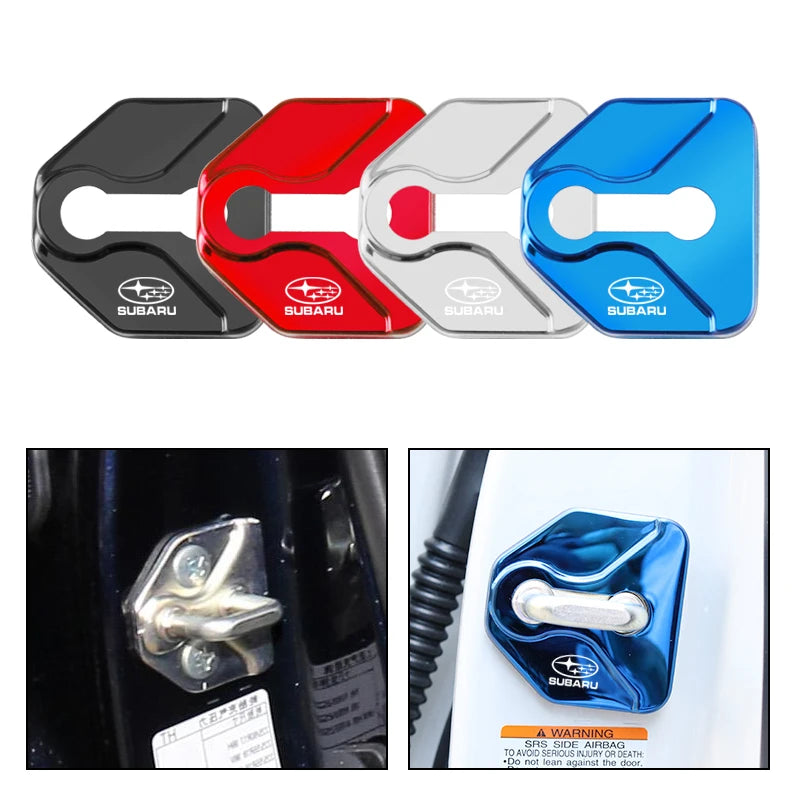 4Pcs Stainless Steel Car Logo Door Lock Protection Cover For Subaru Crosstrek Forester Outback Impreza BRZ WRX Ascent REX Levorg
