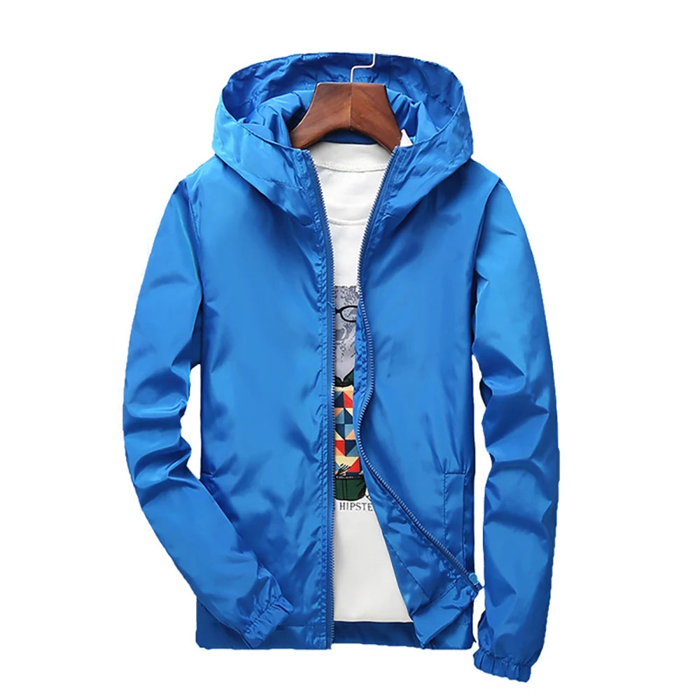 2025 Spring and Autumn New Youth Men's Fashion Casual Zipper Jacket Student Korean Edition Thin Top Solid Color Hooded Jacket