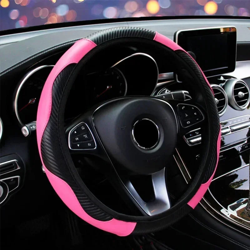 Universal 37-38.5cm Car Steering Wheel Cover Microfiber Leather Soft Anti-Slip Steering Wheel Protection Auto Accessories Amagi