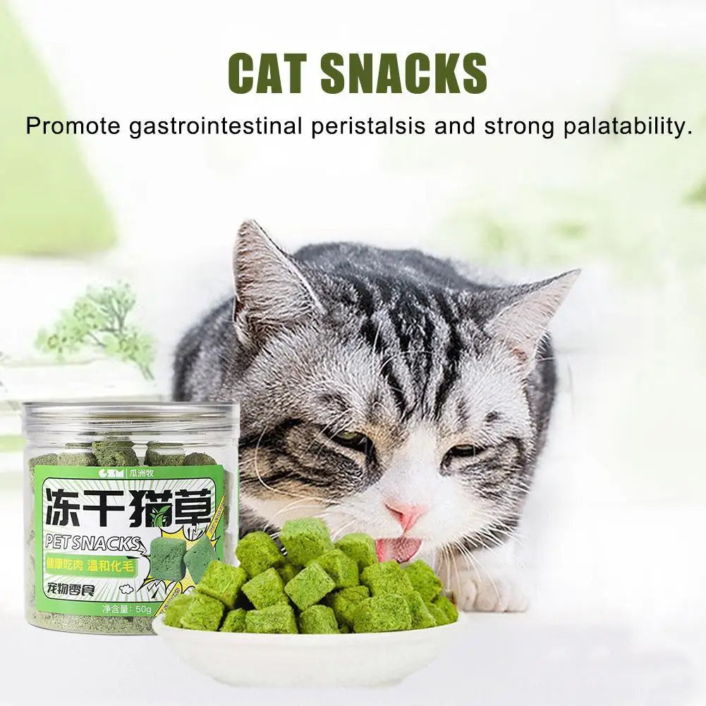 50g Cat Snacks Freeze Dried Grain Freezedried Granules Cat Grass Teeth Grinding Stick Cat Grass Granules Cat Snack