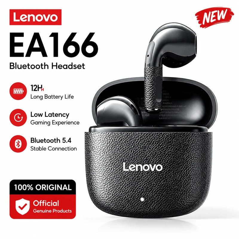 Lenovo EA166 Bluetooth Wireless Headphones Built In Microphone Charging Port Noise Isolating Comfortable Over Ear Headset C New