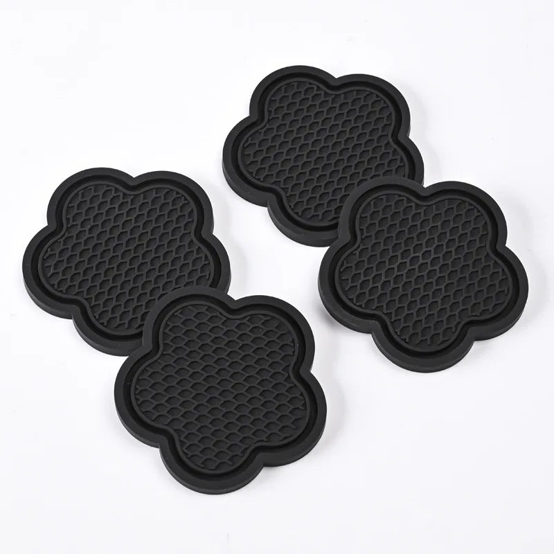 2PCS Car Cup Coaster Flower Shaped Silicone Waterproof Non-Slip Sift-Proof Spill Saucer Car Interior Accessories