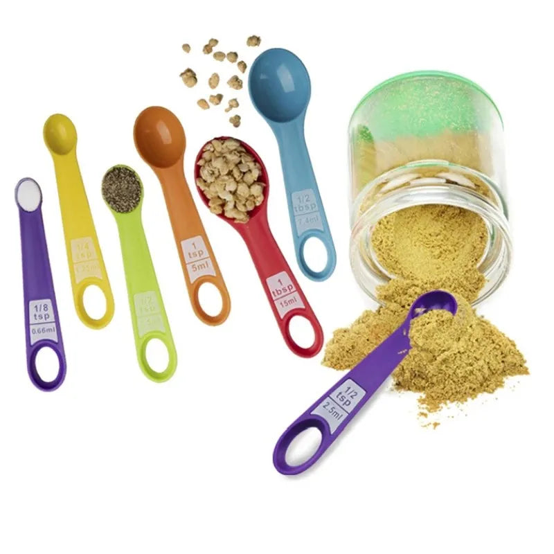 6/12Pcs Set Measuring Spoon Cup Plastic With Scale Multifunction Coffee Milk Scoop Food Baking Tools Scoop Cup Kitchen Gadgets