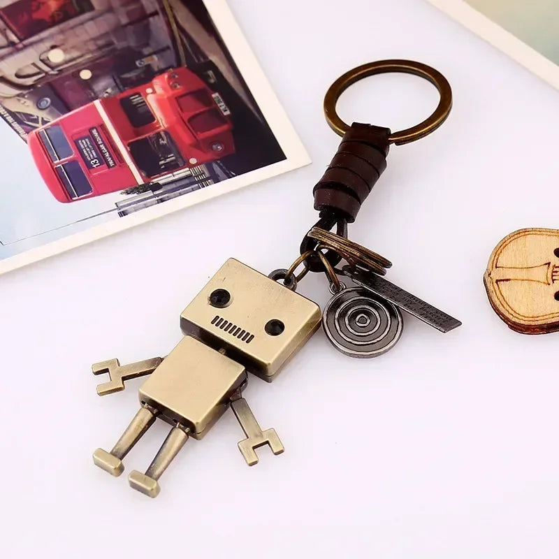 1pc Men Children Keyrings Cute Alloy Robot Keychain Creative Jewelry Keyrings Car Key Chains kids Adults Birthday Present 2025