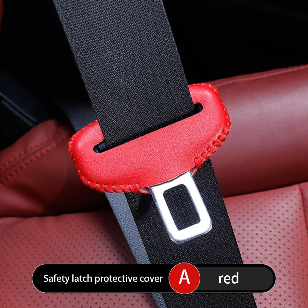 1PCS Universal Car Seat Belt Buckle Cover Protector Anti-collision Case PU Leather Protection Wear Car Interior Accessories