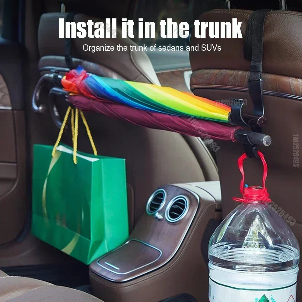 2pcs Car Back Seat Hook Multi-function Rear Seat Headrest Hanging Hook Umbrella Holder Seat Back Storage Hook Auto Interior Tool