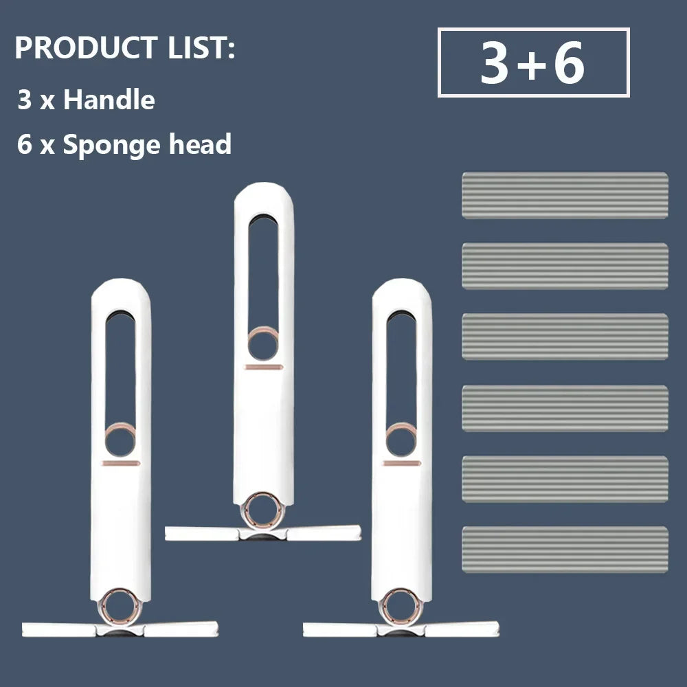 4/24Pcs Mini Squeeze Mop Mini Mop Desk Kitchen Car Clean Tools Mops with Self-squeezing Folding Home Cleaning Floor Washing Mops