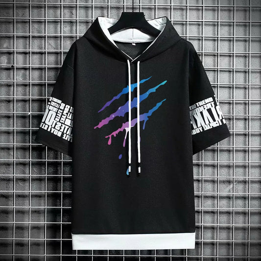 T Shirt for Men Clothing Streetwear Hoodies Oversized Korea 반팔티 Casual Hat T-shirt Print Graphic Tshirt Anime Sports Gym Hoodie