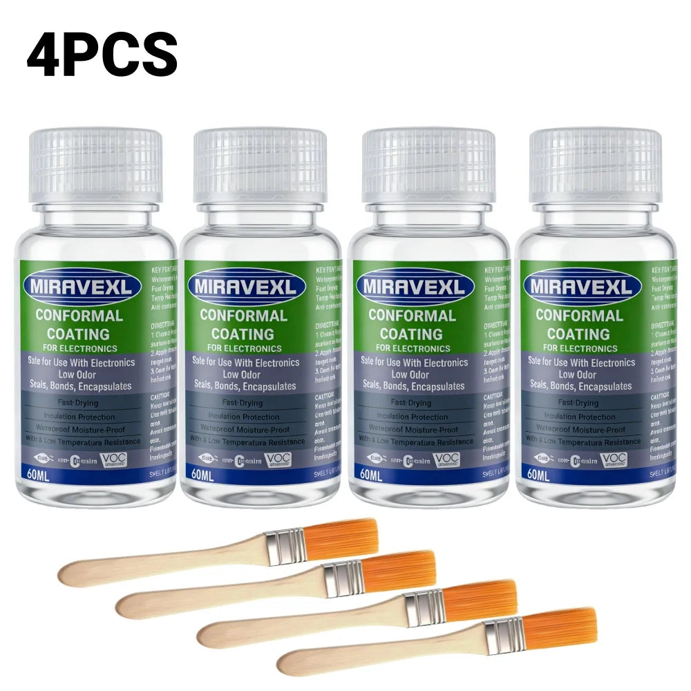 PCB Conformal Coating Clear Waterproof Insulating Varnish Fast Dry Electronic Circuit Board Protection Paint + Brush
