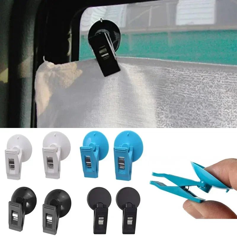 1 Pair Car Interior Window Clip Mount Suction Cap Clip Plastic Sucker Removable Holder For Sunshade Curtain Towel Ticket Y6F1