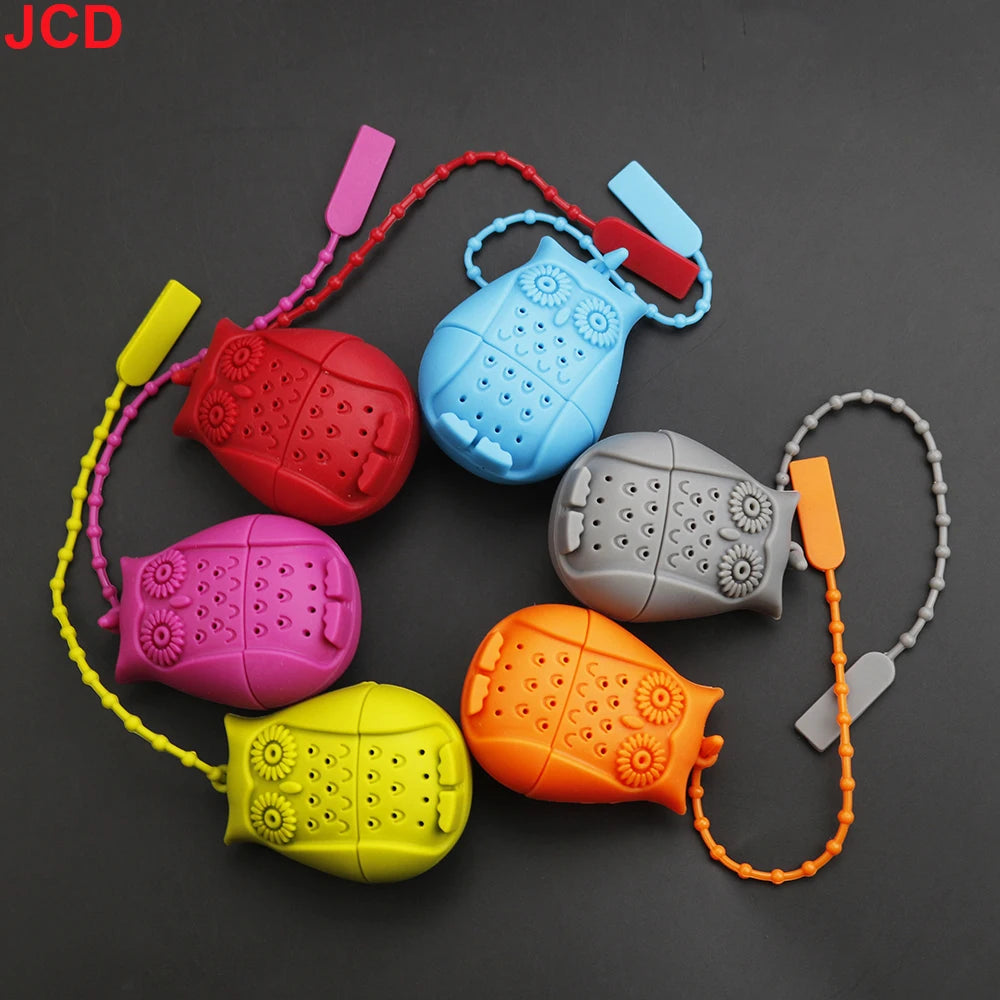 Silicone Strawberry+Lemon Loose Cute Owl Tea Leaf Strainer Herbal Spice Infuser Filter Diffuser Tea bag tea maker tea infuser ﻿