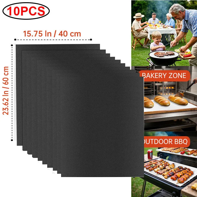 BBQ Grill Mat Non-stick Reusable Heat Resistant Extra Thick Pad Oven Liners Baking Mats Easy Clean Kitchen Outdoor Barbecue Tool